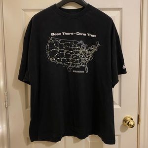 Vintage Y2K Road Tripping Trucker Been There Done That US American Black Tee